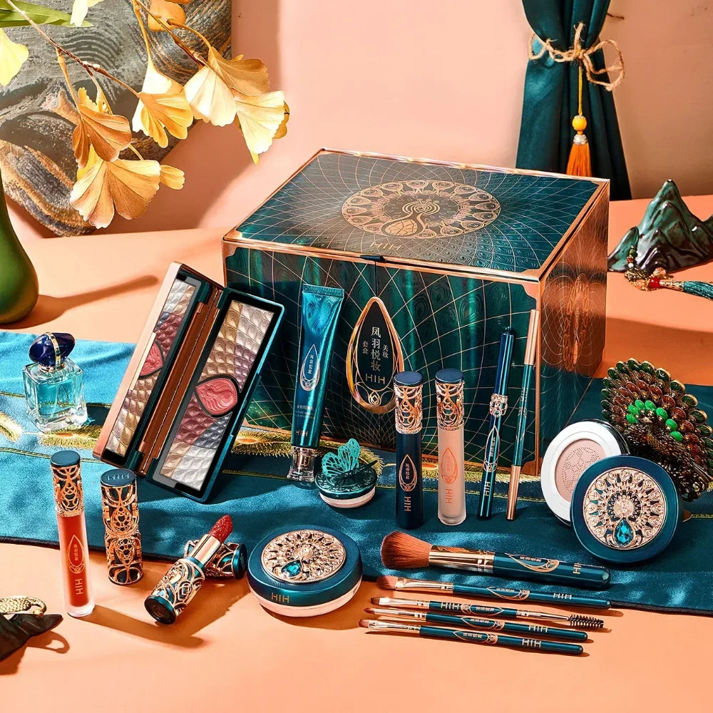 Orientalisches Make up Set für Frauen, komplettes Set, 18 teiliges make up Set, Gesichtspuder, Grundierung, Concealer, Eyeliner, Lippenstift, Parfum