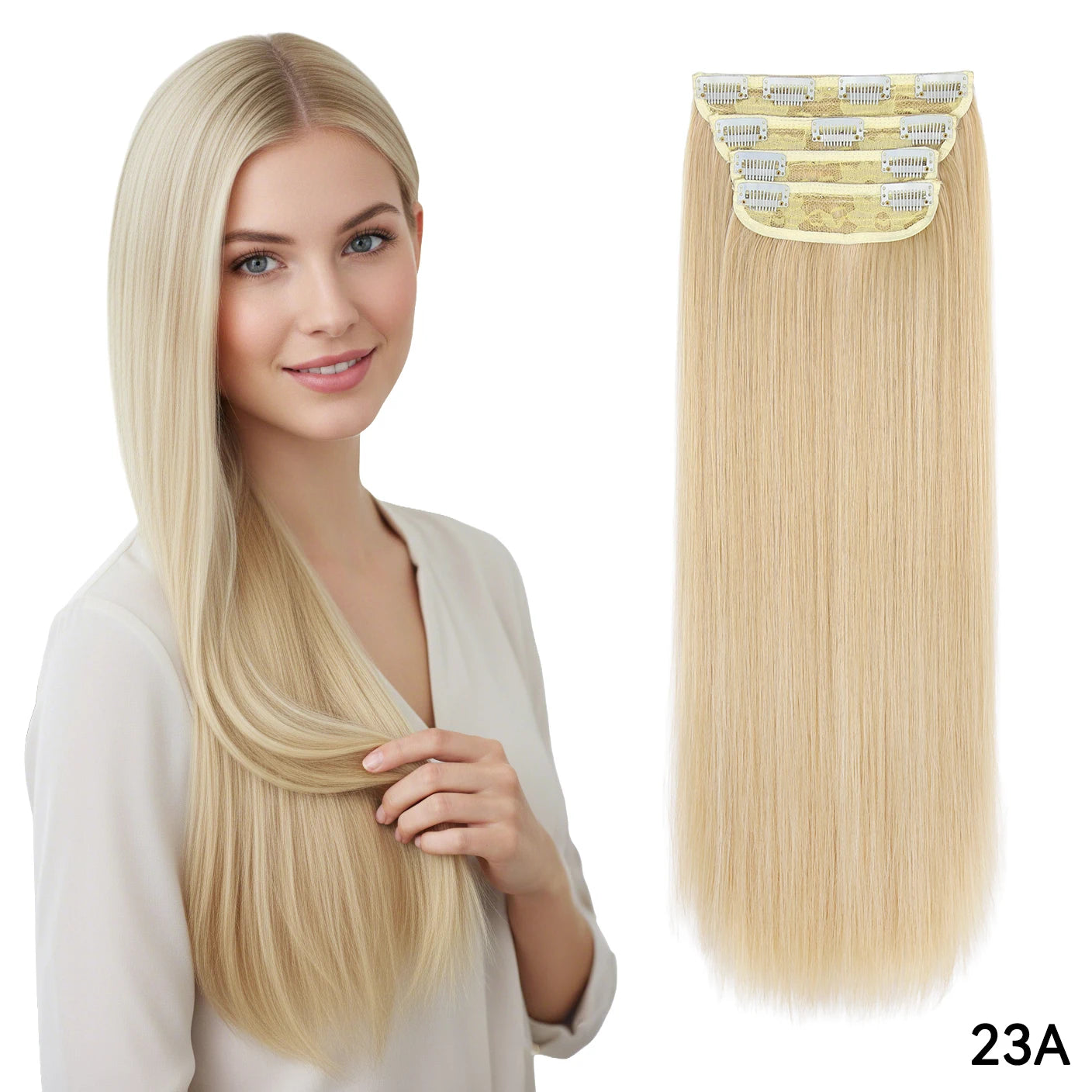 4Pcs/Set 20Inch Synthetic Hair Clip In Long Wavy Thick Hairpieces For Women Full Head Synthetic Hair Extensions Ombre Hairpieces
