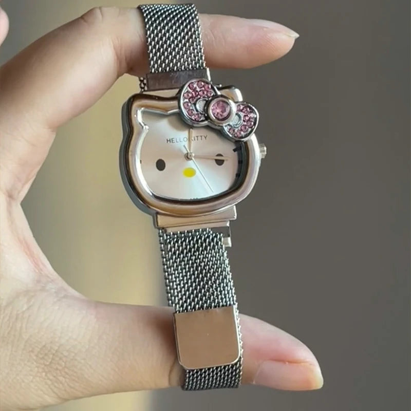 Hello Kitty Sanrio Wrist Watch Cartoon Figure Magnetic Attraction Quartz Watch Y2K Girls Jewelry Accessory Lovers Gifts