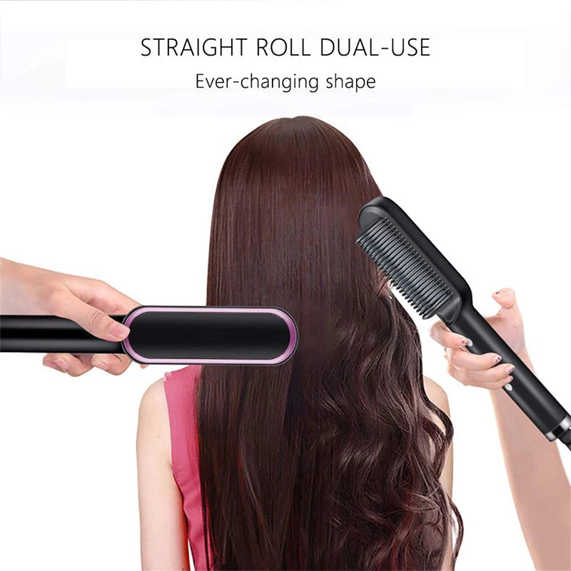 Multifunctional Ionic Hair Straightener Curler Brush Fast Heating Curler Straightener Comb Styler Electric Fast Heating Comb