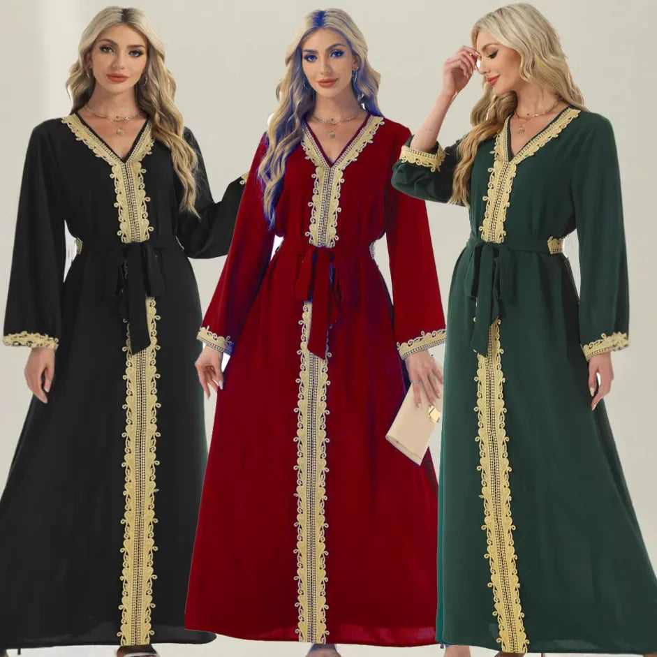 Elegant Long Dress Middle East Arab Women's Fashion Abaya Muslim Set Women's Clothing Elegant Long Dress