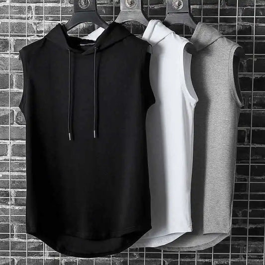 Solid Color Brand New Men's Tank Tops Vest Sleeveless Tees For Male Hooded Man Vests Tops Hip Hop Men Tank Top T shirt