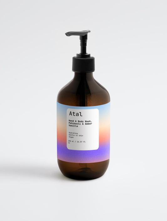 Hand- und Körperwaschmittel, Patchouli und Amber-Vanille 490 ml
